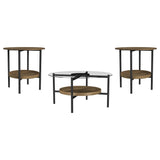 Delfin Brown 3-piece Round Coffee and End Table Set - Ornate Home