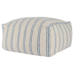 Delgada Natural/Blue 24"x24"x12" Pouf - Ornate Home