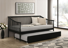 Delgado Black Windsor Twin Wood Daybed with Trundle - Ornate Home