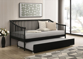 Delgado Black Windsor Twin Wood Daybed with Trundle - Ornate Home