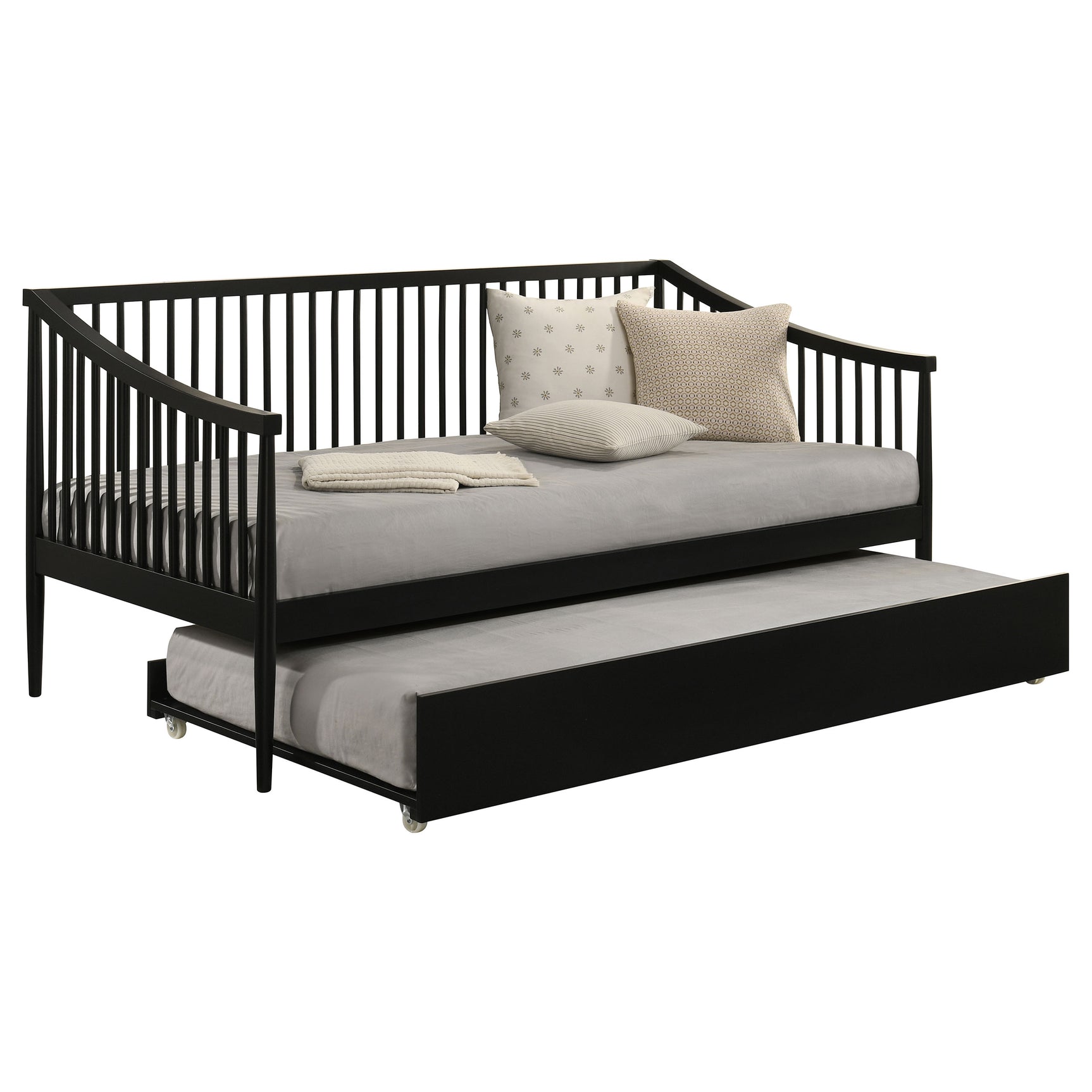 Delgado Black Windsor Twin Wood Daybed with Trundle - Ornate Home