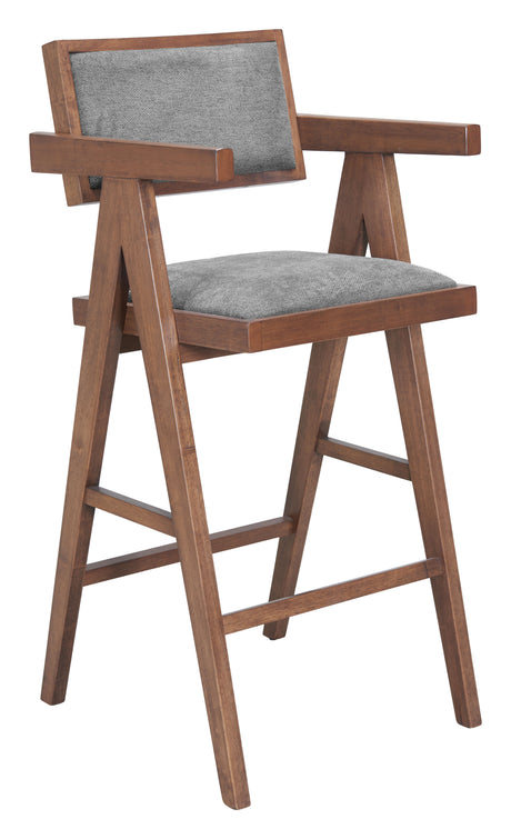 Delhi Gray & Walnut Barstool (Set of 2) - Ornate Home