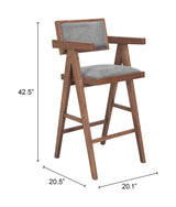 Delhi Gray & Walnut Barstool (Set of 2) - Ornate Home