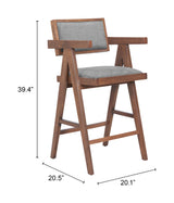 Delhi Gray & Walnut Counter Stool (Set of 2) - Ornate Home