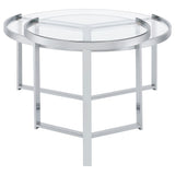 Delia Chrome 2-Piece Round Glass Top Nesting Coffee Table - Ornate Home
