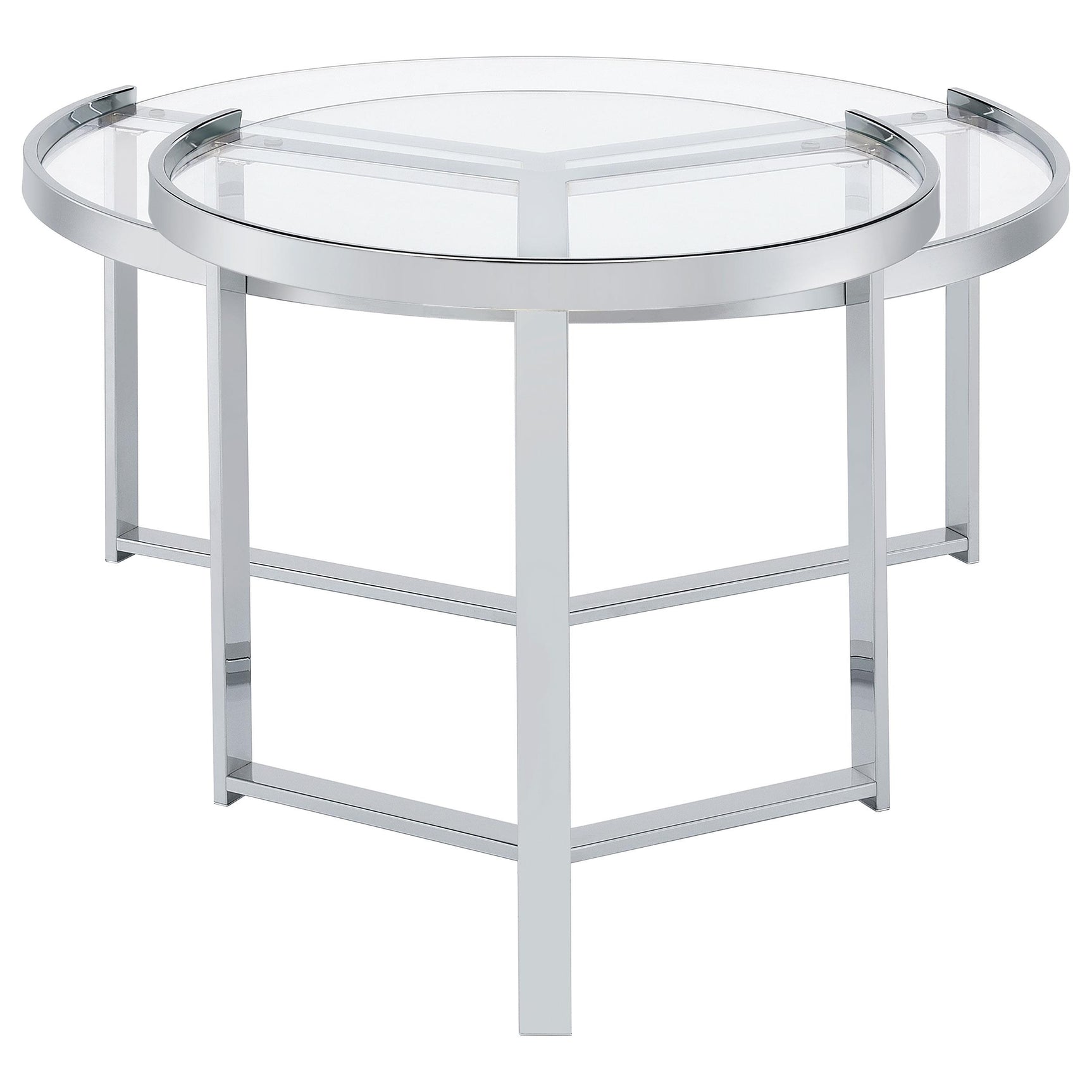 Delia Chrome 2-Piece Round Glass Top Nesting Coffee Table - Ornate Home