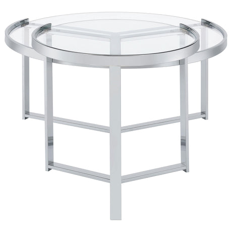 Delia Chrome 2-Piece Round Glass Top Nesting Coffee Table - Ornate Home