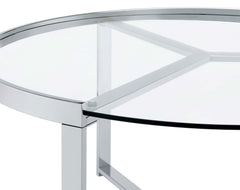 Delia Chrome 2-Piece Round Glass Top Nesting Coffee Table - Ornate Home