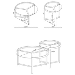 Delia Chrome 2-Piece Round Glass Top Nesting Coffee Table - Ornate Home