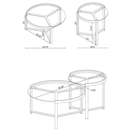 Delia Chrome 2-Piece Round Glass Top Nesting Coffee Table - Ornate Home