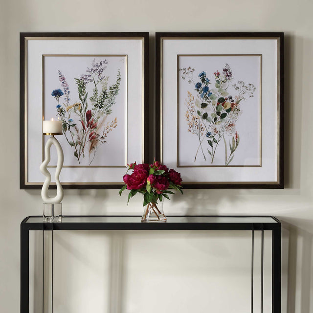 Delicate Flowers Multicolor Framed Prints (Set of 2) - Ornate Home