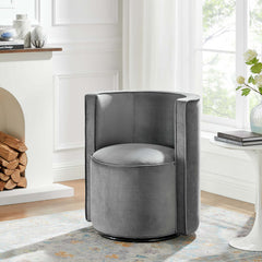 Della Gray Performance Velvet Fabric Swivel Chair - Ornate Home