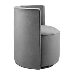 Della Gray Performance Velvet Fabric Swivel Chair - Ornate Home