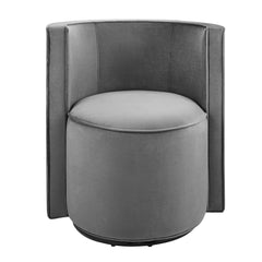 Della Gray Performance Velvet Fabric Swivel Chair - Ornate Home