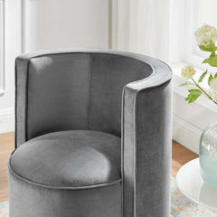 Della Gray Performance Velvet Fabric Swivel Chair - Ornate Home