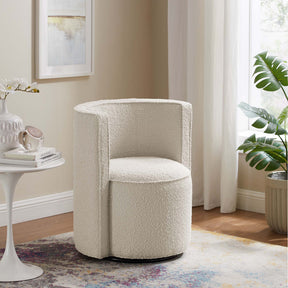 Della Ivory Boucle Fabric Swivel Chair - Ornate Home