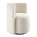 Della Ivory Boucle Fabric Swivel Chair - Ornate Home