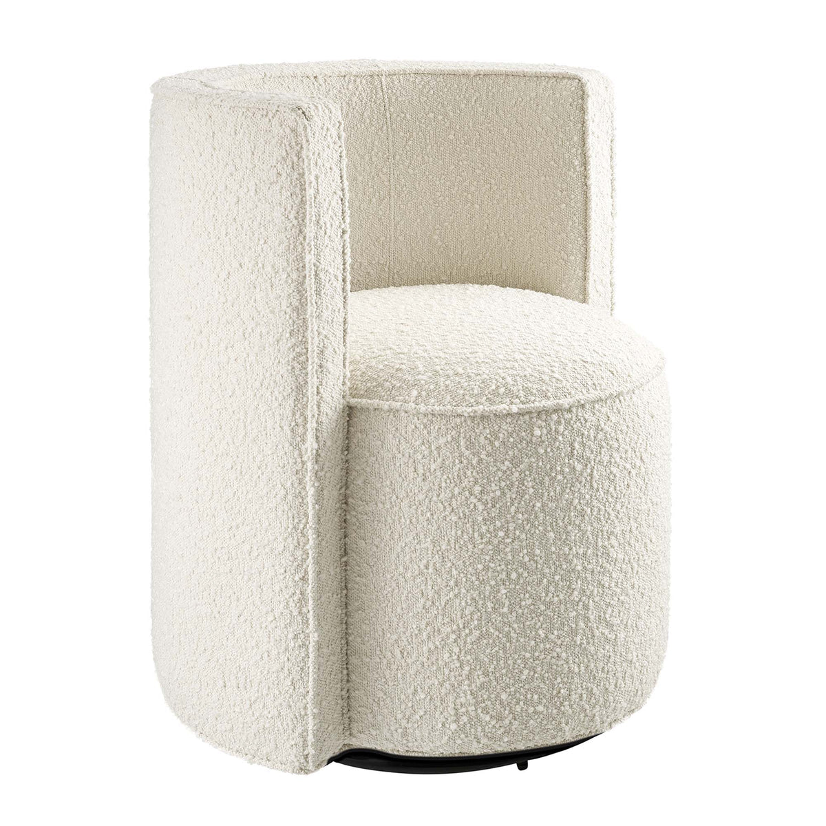 Della Ivory Boucle Fabric Swivel Chair - Ornate Home