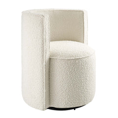 Della Ivory Boucle Fabric Swivel Chair - Ornate Home