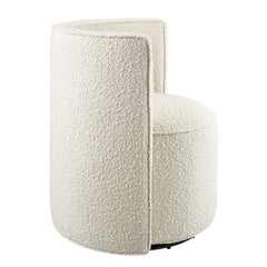Della Ivory Boucle Fabric Swivel Chair - Ornate Home