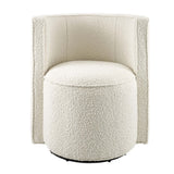 Della Ivory Boucle Fabric Swivel Chair - Ornate Home