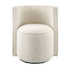 Della Ivory Boucle Fabric Swivel Chair - Ornate Home