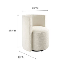 Della Ivory Boucle Fabric Swivel Chair - Ornate Home