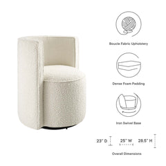 Della Ivory Boucle Fabric Swivel Chair - Ornate Home
