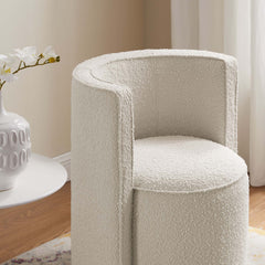 Della Ivory Boucle Fabric Swivel Chair - Ornate Home