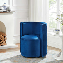 Della Navy Performance Velvet Fabric Swivel Chair - Ornate Home