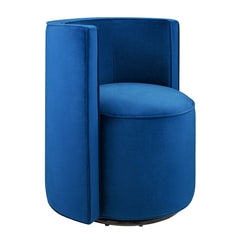 Della Navy Performance Velvet Fabric Swivel Chair - Ornate Home