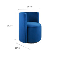 Della Navy Performance Velvet Fabric Swivel Chair - Ornate Home