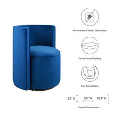 Della Navy Performance Velvet Fabric Swivel Chair - Ornate Home
