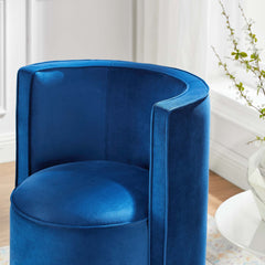 Della Navy Performance Velvet Fabric Swivel Chair - Ornate Home
