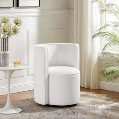 Della White Performance Velvet Fabric Swivel Chair - Ornate Home