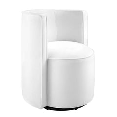Della White Performance Velvet Fabric Swivel Chair - Ornate Home