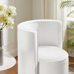 Della White Performance Velvet Fabric Swivel Chair - Ornate Home