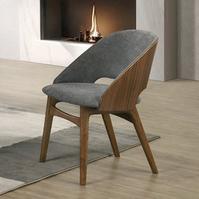 Delmon Fabric/Dark Walnut Padded Back Side Chair (Set of 2) - Ornate Home