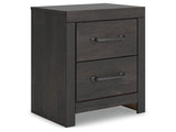 Delmorta Dark Gray-22" 2 Drawer Charging Nightstand - Ornate Home