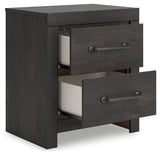 Delmorta Dark Gray-22" 2 Drawer Charging Nightstand - Ornate Home