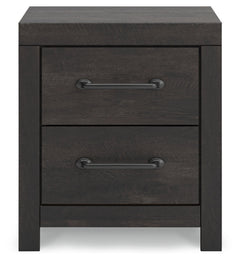 Delmorta Dark Gray-22" 2 Drawer Charging Nightstand - Ornate Home