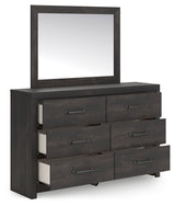 Delmorta Dark Gray 6 Drawer Dresser & Mirror (Online Special Price) - Ornate Home