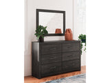 Delmorta Dark Gray 6 Drawer Dresser & Mirror - Ornate Home