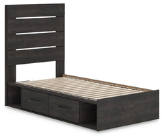 Delmorta Dark Gray Twin Panel Youth Bed w/Storage - Ornate Home
