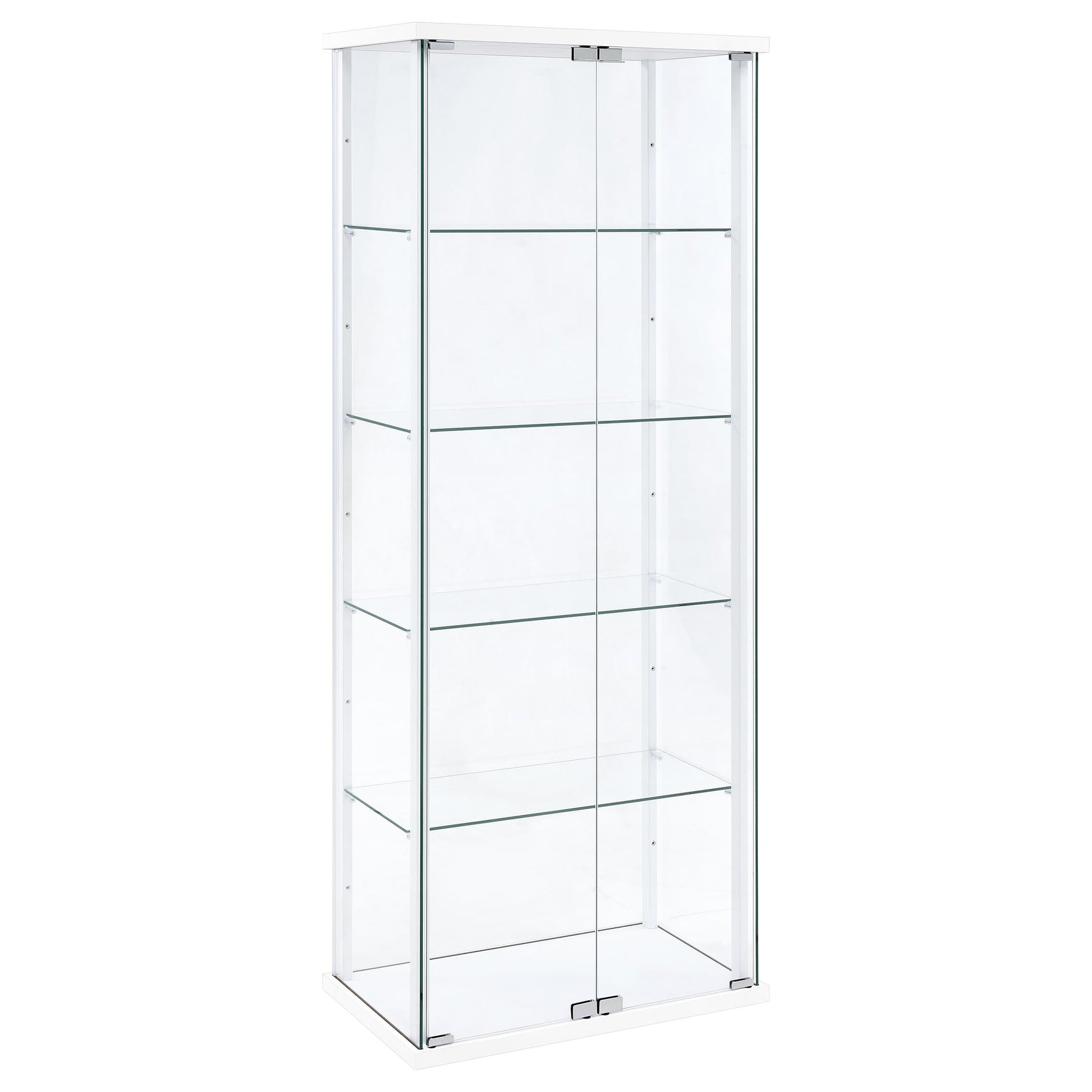 Delphinium White 4-Shelf Clear Glass Curio Display Cabinet - Ornate Home