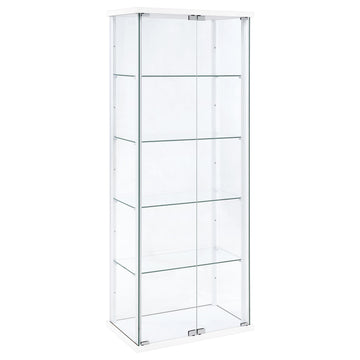 Delphinium White 4-Shelf Clear Glass Curio Display Cabinet - Ornate Home
