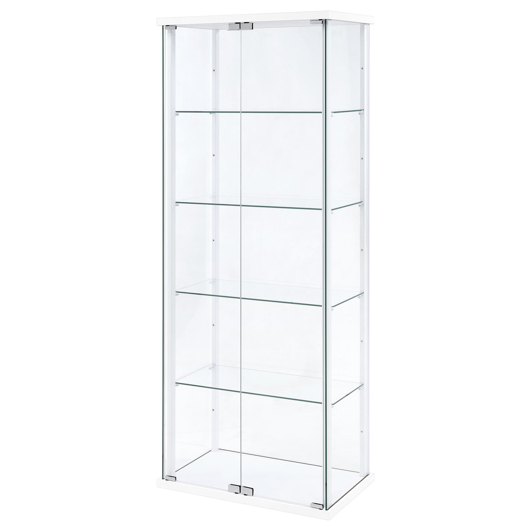 Delphinium White 4-Shelf Clear Glass Curio Display Cabinet - Ornate Home