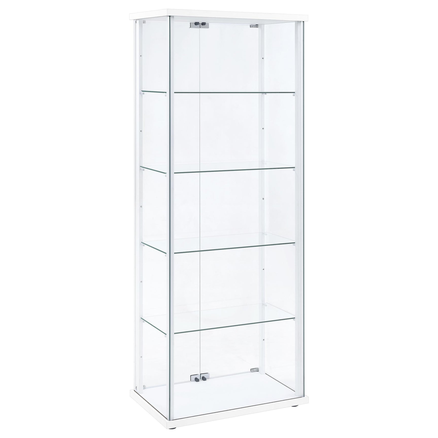 Delphinium White 4-Shelf Clear Glass Curio Display Cabinet - Ornate Home