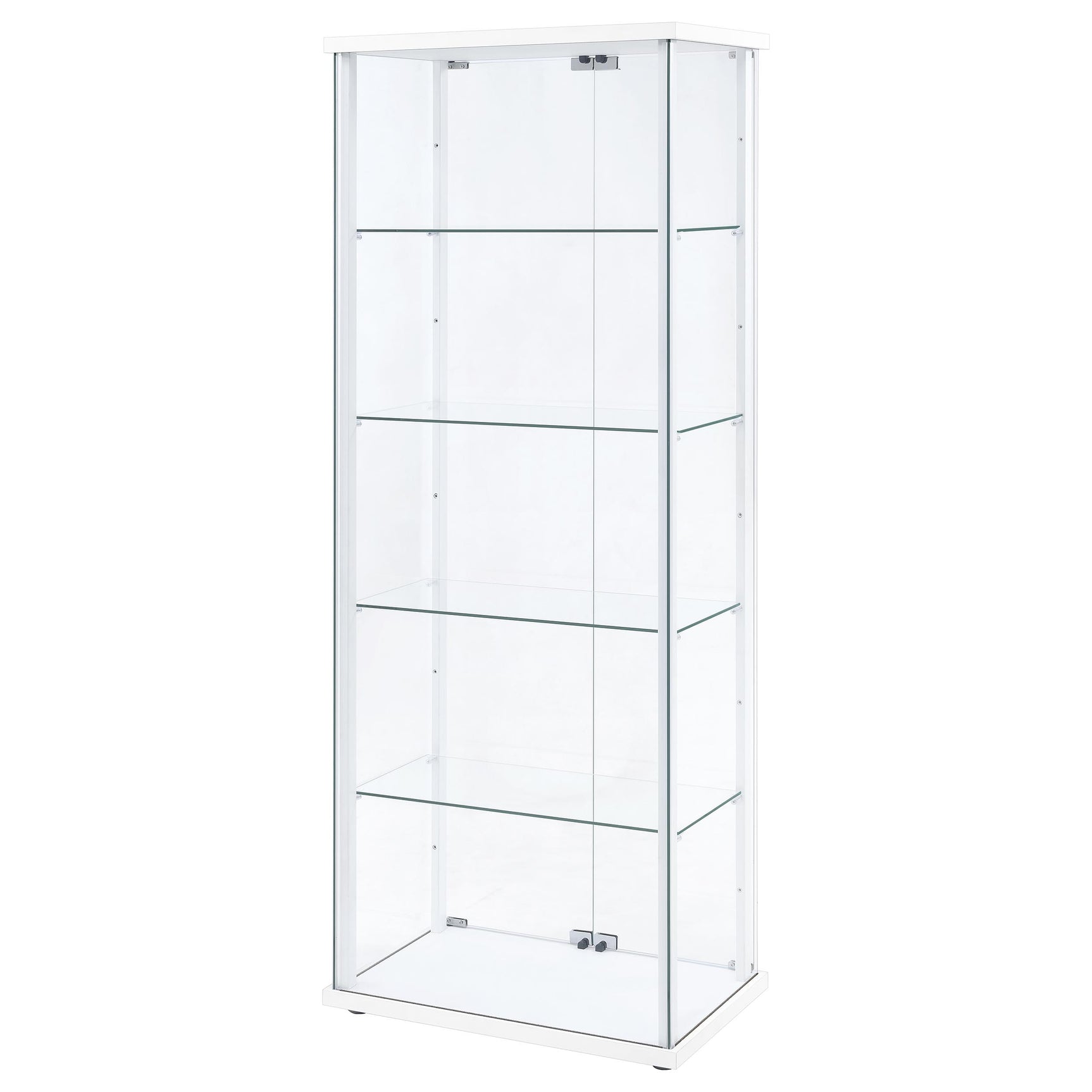 Delphinium White 4-Shelf Clear Glass Curio Display Cabinet - Ornate Home