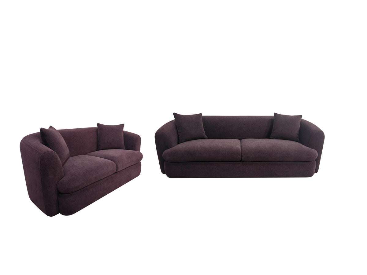 Delroy Aubergine Stationary Sofa Set - Ornate Home
